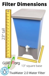 Dimensions of the TivaWater 2.0 water filter